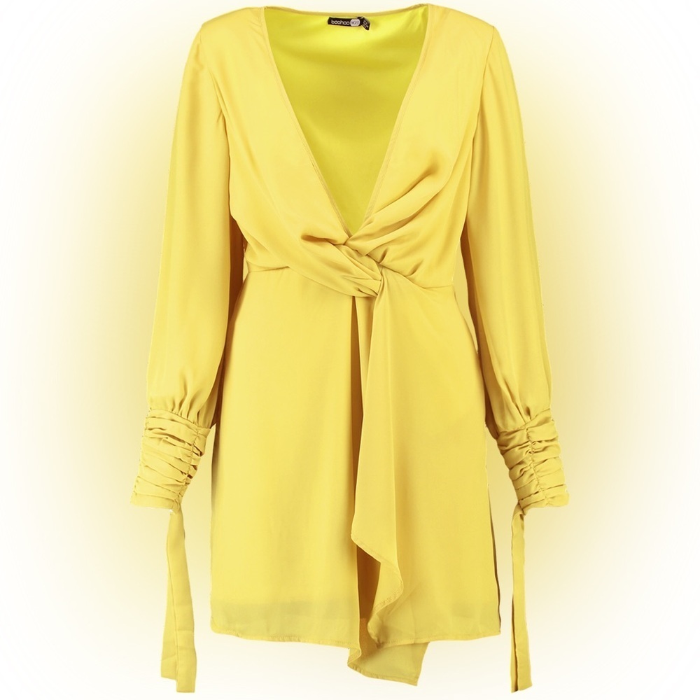 Tia Twist Front Ruched Sleeve Shift Dress Size 6